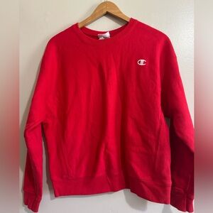 Champion Reverse Weave Crewneck Sweatshirt Red Size Large Embroidered Logo